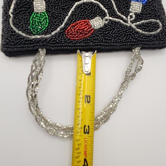 Inge Christopher Beaded Christmas Lights Purse Black Holiday Mini Bag Vintage - Picture 9 of 14